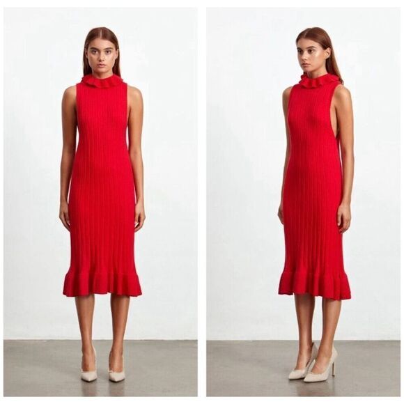 Elegant Red Sleeveless Dress - Picture 1 of 7